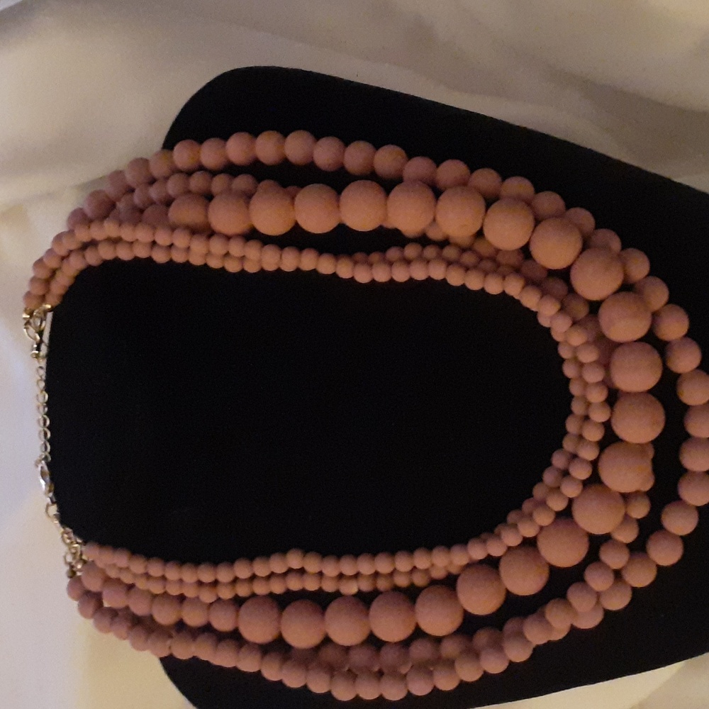 Dusty Pink Matte Finish Multi Strand Necklace